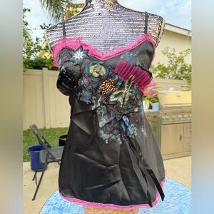 Lapis Black and Pink Sequin Camisole